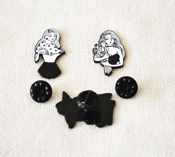 

12 pcs/ lot fashion jewelry accessories metal enamel girl brooch pin, Gray