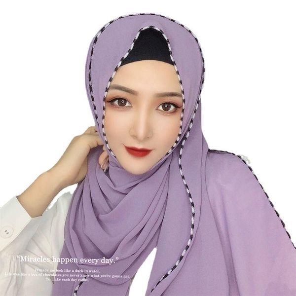 

ethnic clothing muslim summer chiffon sports wind seam long scarf gauze casual wild fashion headscarf hijab turbans for women, Red