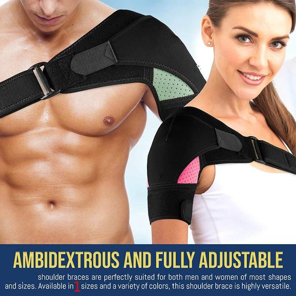 

rotator cuff compression support left right arm prevention stabilizer sleeve wrap immobilizer for dislocated ac joint back, Black;blue