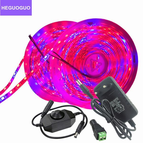 

5m plant grow lights waterproof full spectrum led strip flower phyto lamp red blue 5:1 4:1 3:1 for greenhouse hydroponic+adapter