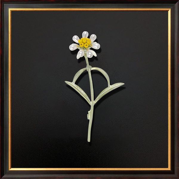 

pins, brooches simulated pearl edelweiss brooch flower jewelry 2021 vintage pins gifts for women ladies broche de flores, Gray