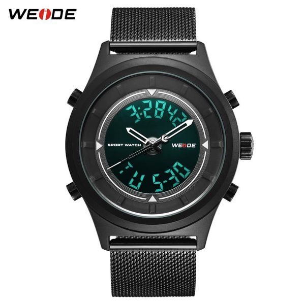 

wristwatches weide watch men casual military quartz digital movement sports army calender steel mesh wristwatch relogio masculino, Slivery;brown