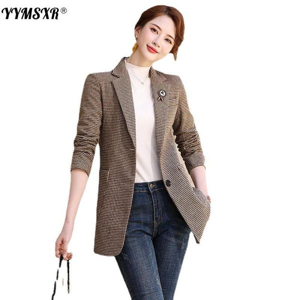 

women's suits & blazers fall 2021 high-quality professional wear temperament single-breasted mid-length suit fashion long-sleeved femal, White;black