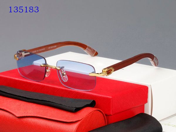 

designer fashion luxury cart/er sunglasses natural wood carter 2021 men black and white buffalo horn retro rimless square frame fpsg, White;black