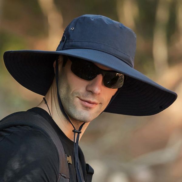 

mens waterproof outdoor sun protection breathable fisherman cap foldable hat camping traveling outdoors3.20 hats, Black;white