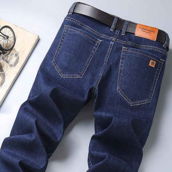 

men's jeans 2021 autumn regular fit black blue classic style business casual stretch denim brand pants male jean trousers