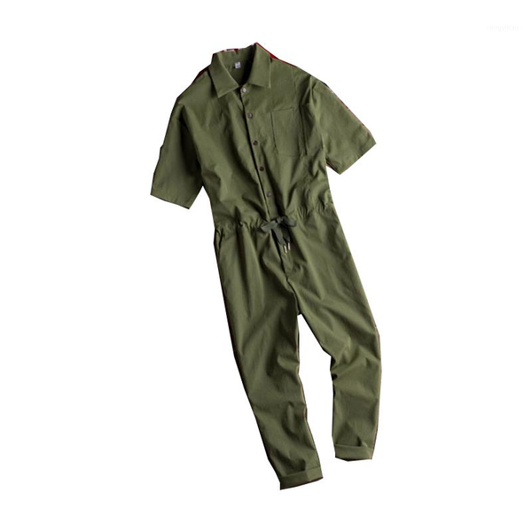 

men's pants lapel short sleeve jumpsuit hip hop style loose street casual comfortable, Black