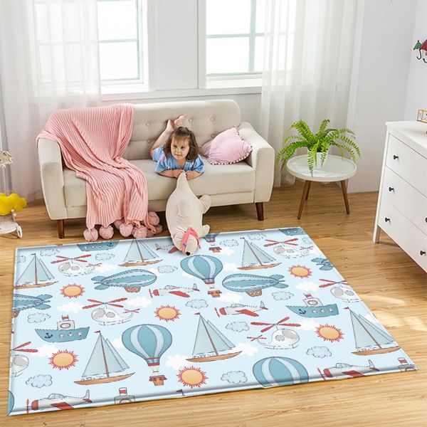 

carpets fashion modern art soft cartoon air balloon airplane children's flannel carpet room anti-slip carpet&rug