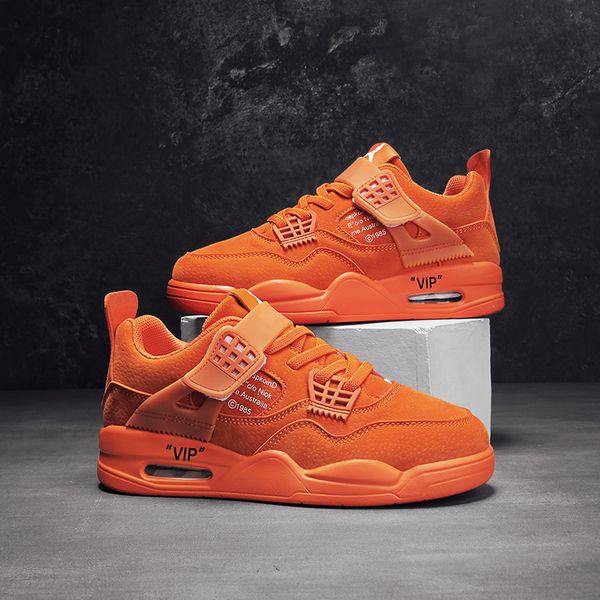 

Young Boy Casual Sneakers Air Design Big Boys Running Shoes Orange Leather Sport Shoe, Black;red