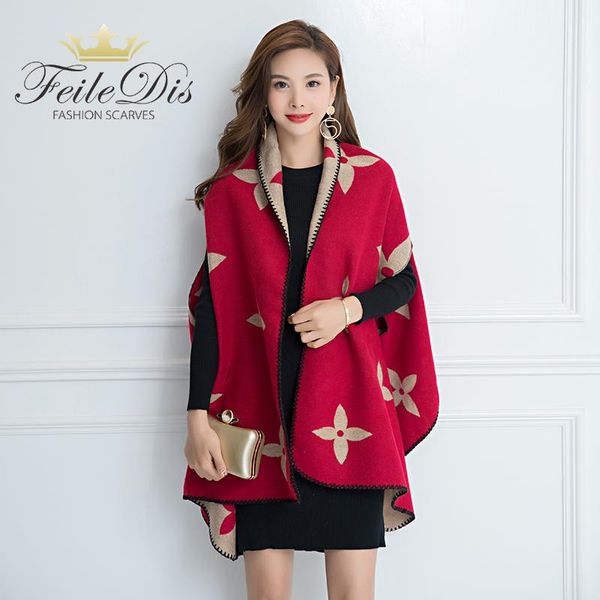 

scarves [feiledis]2021 cashmere shawl lady warm scarf double-sided thick fashion fd218, Blue;gray