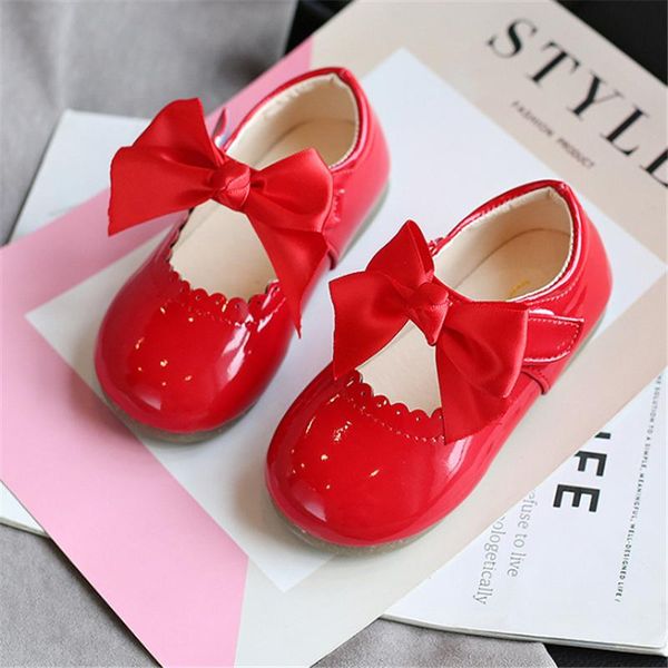 

spring and autumn 2021 patent leather bright girl soft sole comfortable princess shoes bow flat, Black;grey