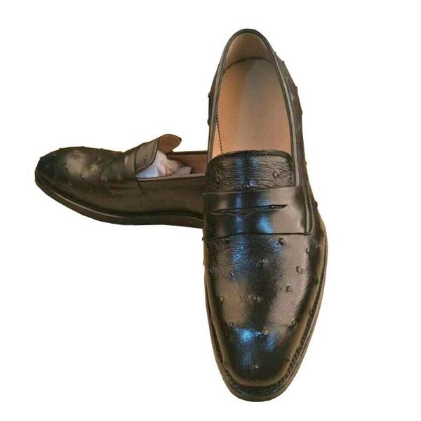 

dress shoes tainxin men formal ostrich leather business wedding, Black