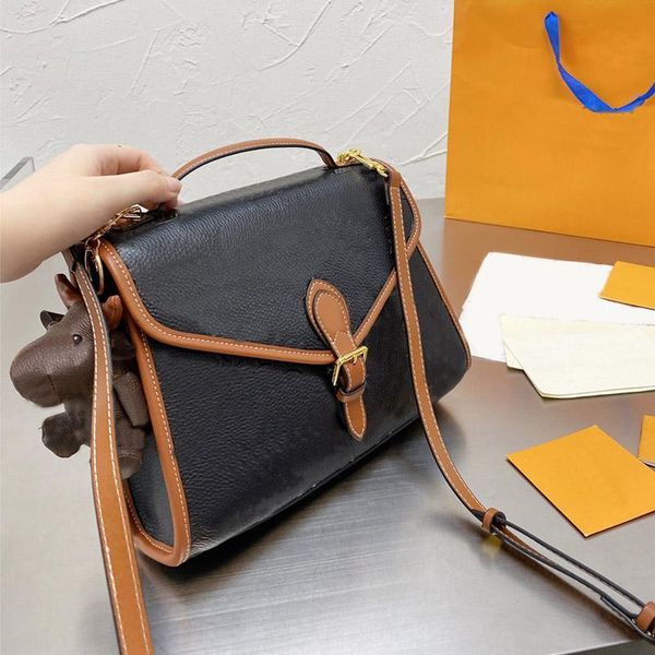 

women embossing nurse bag brown crossbody bags ladies old flower shoulder handbag classic letter prints back package long starp first layer, Black;red