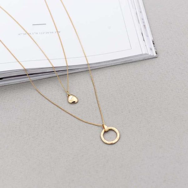 

metal geometric circle pendant necklace christmas multilayer sweater chain simple thin wholesale/drop necklaces, Silver