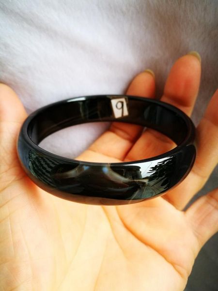 

bangle only genuine asia black natural agate jade bracelet inner size 62mm #9