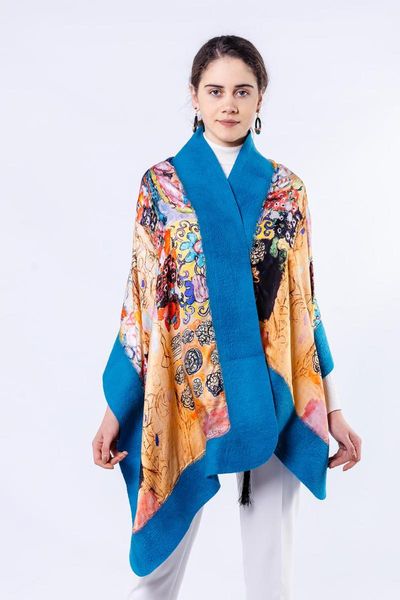 

scarves nomads felt gustav klimt maria munk silk shawl, Blue;gray