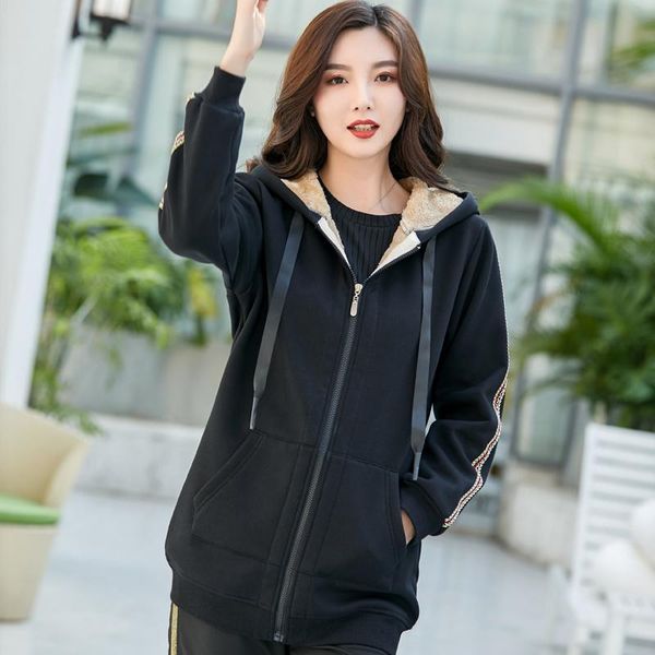 

women's hoodies & sweatshirts womens fleece oversized sweatshirt winter clothes 2021 7xl, Black