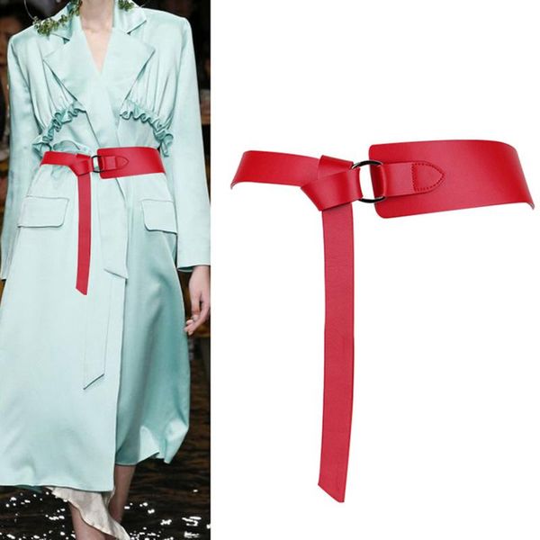 

belts 2021 wide leather corset belt female tie thin red black bow leisure for lady wedding dress waistband women's, Black;brown