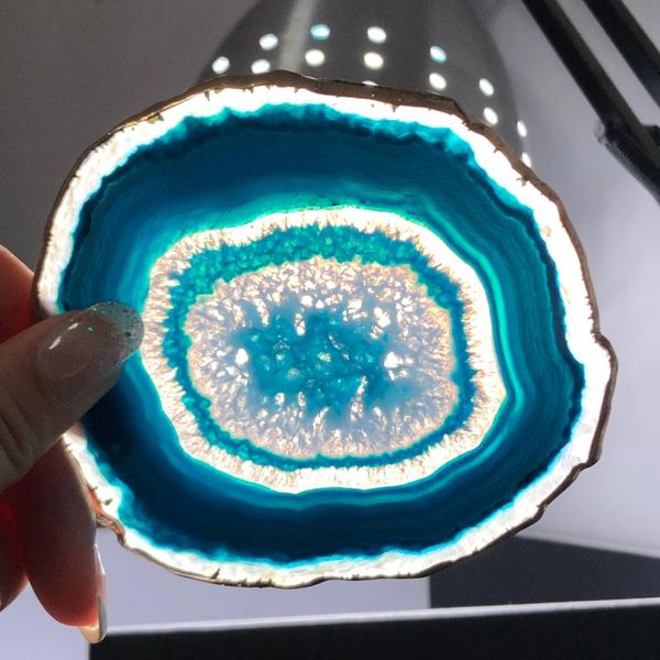 

decorative objects & figurines 1pcs agate polished irregular crystal slice brazil healing reiki stone natural quartz pendant mineral home de