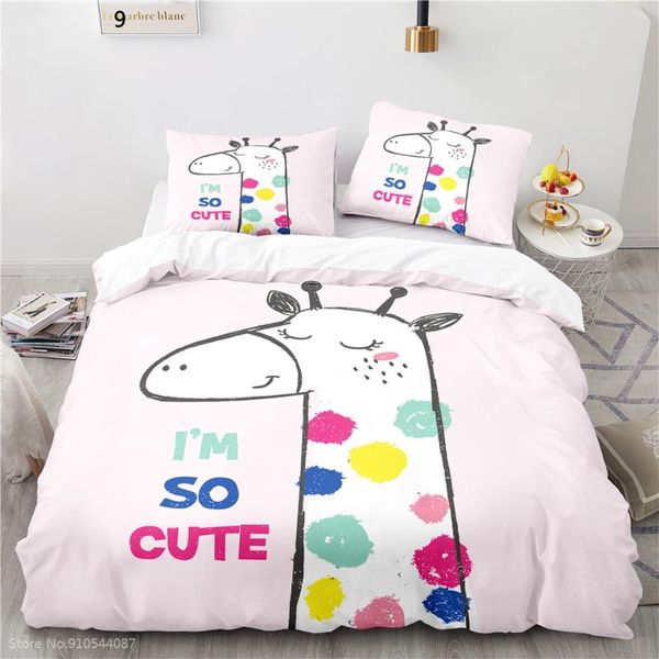 

bedding sets cartoon giraffe set 3d duvet cover pillowcase twin full  king size boys girls kids bedroom decor nordic style