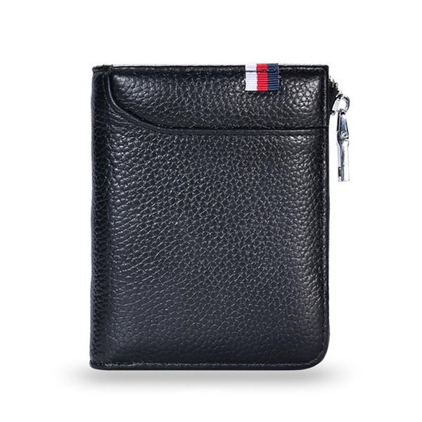 

wallets men's leather wallet fashion business short card bag anti-theft brush driver's license clutch 2021, Red;black