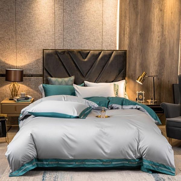 

embroidery white duvet cover 100%cotton soft el 4pcs bedding set  king 1duvet 1 bed sheet with 2 pillowcases sets