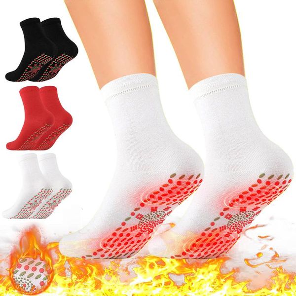 

men's socks 3 pairs tourmaline magnetic sock self heating therapy pain relief self-heating, Black