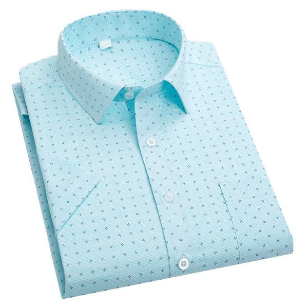 

brand men's shirt men formal plaid striped casual short-sleeved business camisa social 210809, White;black