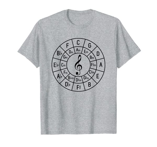 

treble clef circle of fifths 5ths composer musician g clef t-shirt, White;black
