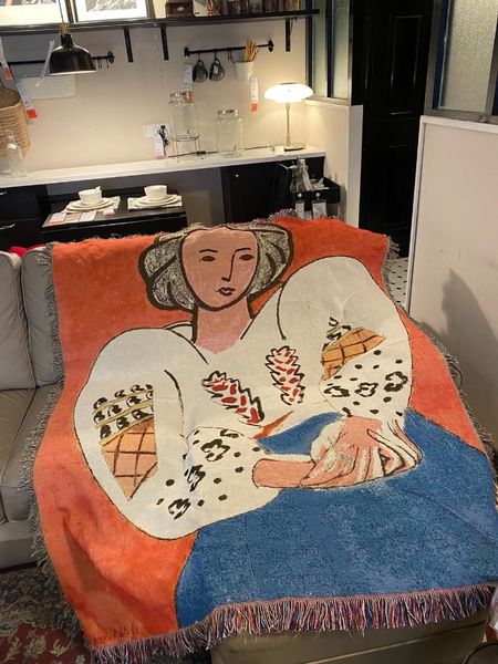 

tapestries sweater woman matisse oil paintingcotton travel blanket leisure sofa towel carpet cover single tapestry mat