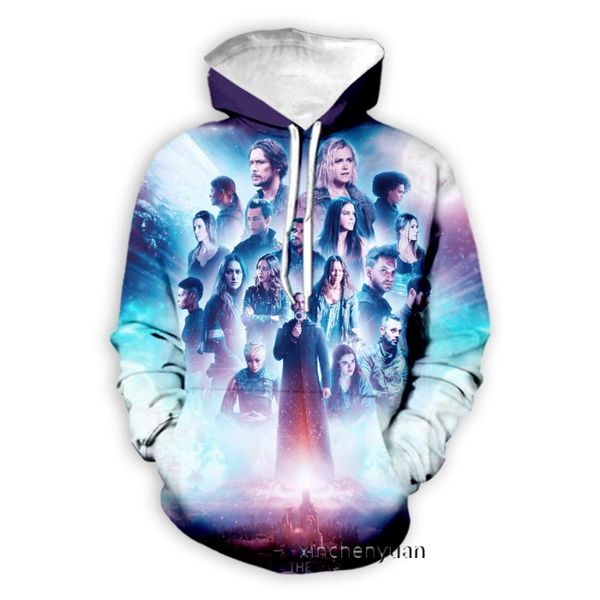 

men's hoodies & sweatshirts xinchenyuan men/women 3d printed hoodie the 100 season 7 long sleeve fashion sweatshirt men sport pullover, Black