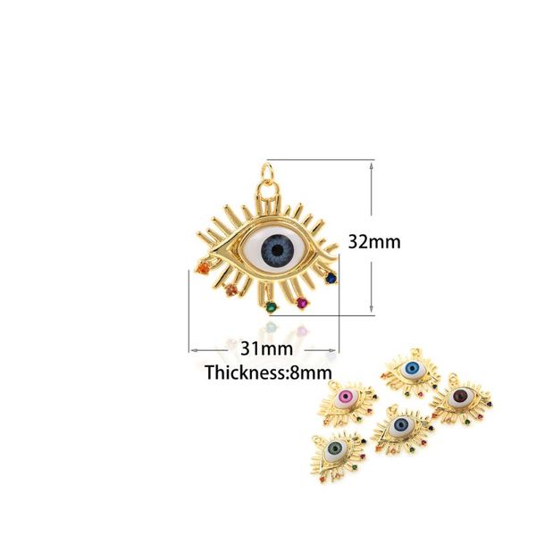 

charms necklace charm evil eye pendant gold plated colored zircon bracelet diy jewelry accessories demon, Bronze;silver