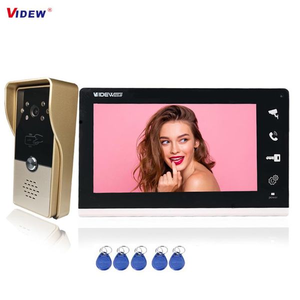 

video door phones videw 7 inch wired intercom system rfid unlock camera doorbell phone night vision entry for home villa apartment