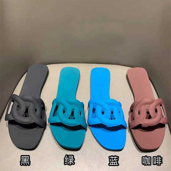 

2021 beach bathroom anti-skid jelly women's sho line flat fairy style, Black