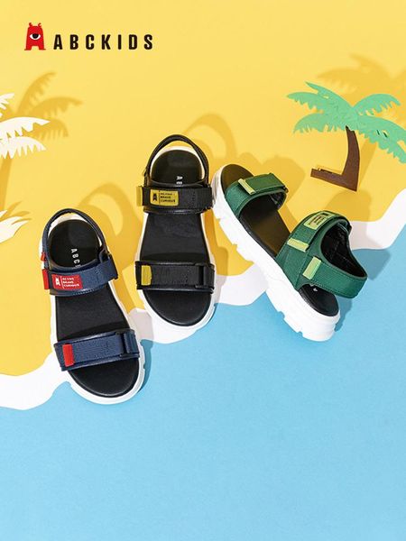 

sandals abckids boys' 2021 summer kids' beach shoes, Black;red