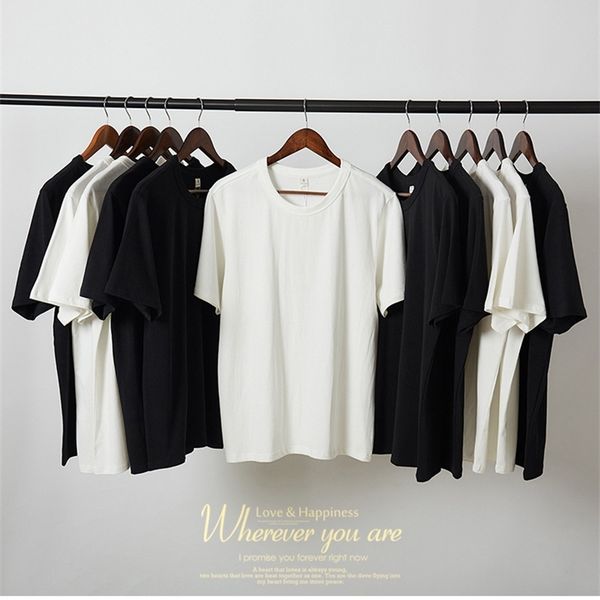 

250g short sleeve t-shirt fashion spring and summer new pure cotton large men's t-shirt, White;black