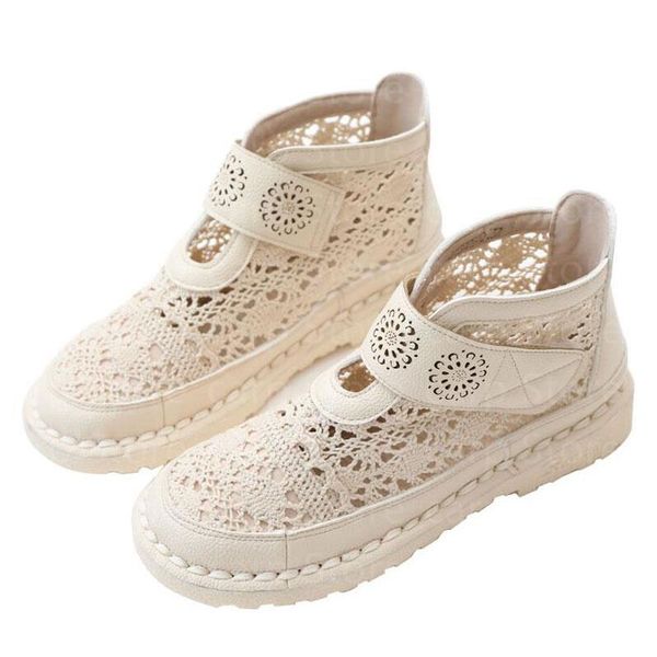 

boots summer women sandals slippers knitting wool shoes breathable retro plus size hollow mesh fashion 35-40 bj20-57, Black