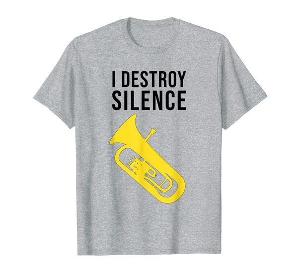 

funny euphonium t-shirt i destroy silence, concert band gift, White;black