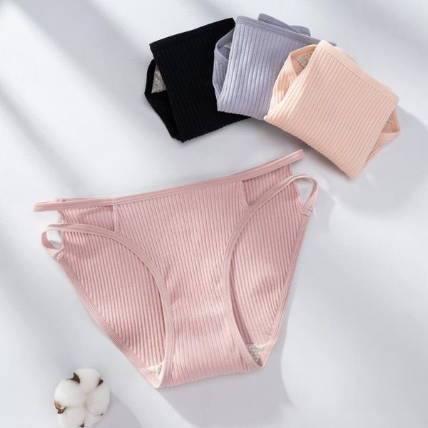 

women's panties low waist women cotton ladies briefs underwear comfortable soft underpants female solid color hollow out -xl pantys, Black;pink