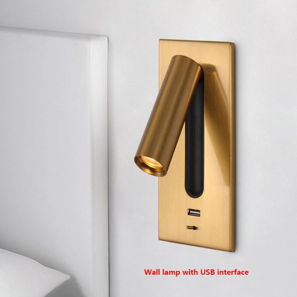 

wall lamp reading light with usb interface, used for bedroom headboard night book lamps bedside toggle switch 3w spotlight