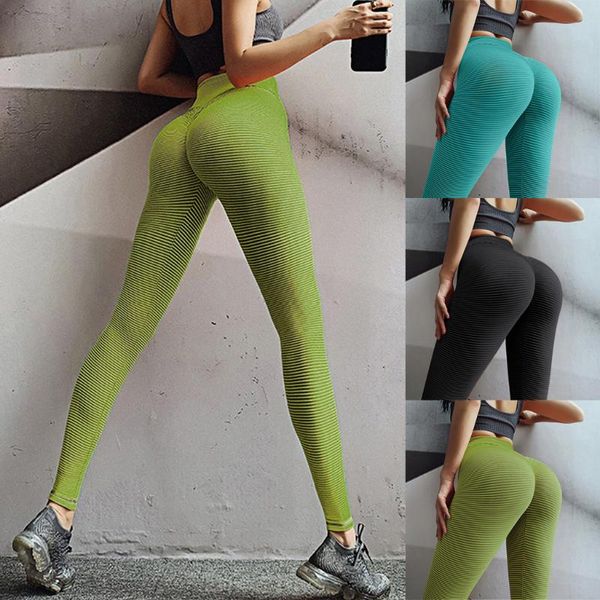 

yoga outfit fashion indoor activities gym clothing women pure color exercise to lift buttocks high waist tight elasticity pants trousers