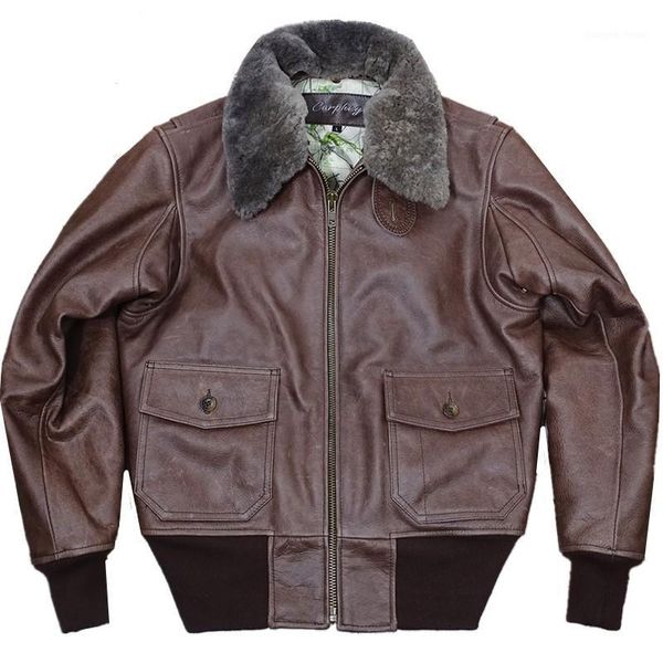 

men's leather & faux g1 detachable hair clip cotton warm jacket wax printing cowhide brief paragraph show high, Black
