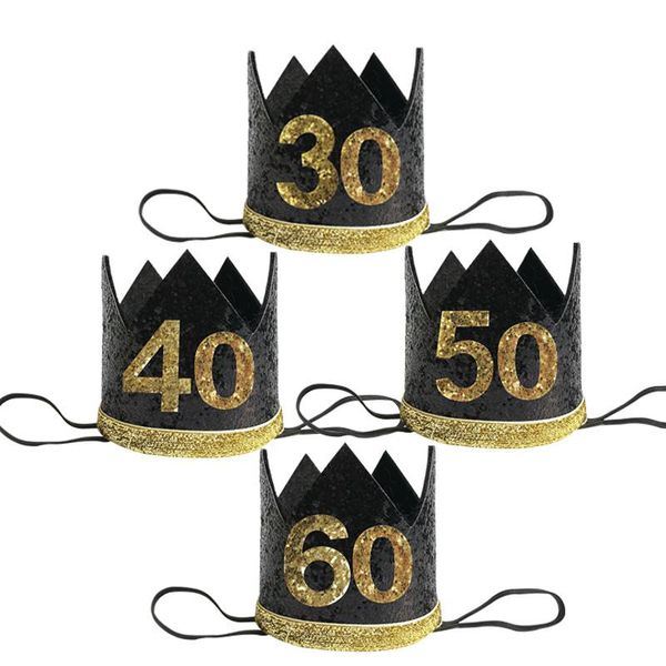 

party hats 1pcs 30 40 50 60 year birthday crown headband women hat 30th 40th 50th anniversary hair accessories supplie