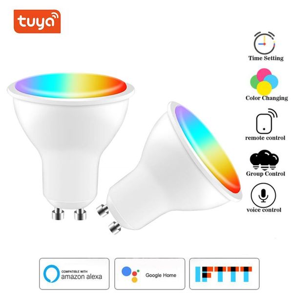 

smart home control tuya led light bulb gu10 spotlight life wireless wifi remote 4w rgbcw adjustable work with alexa google