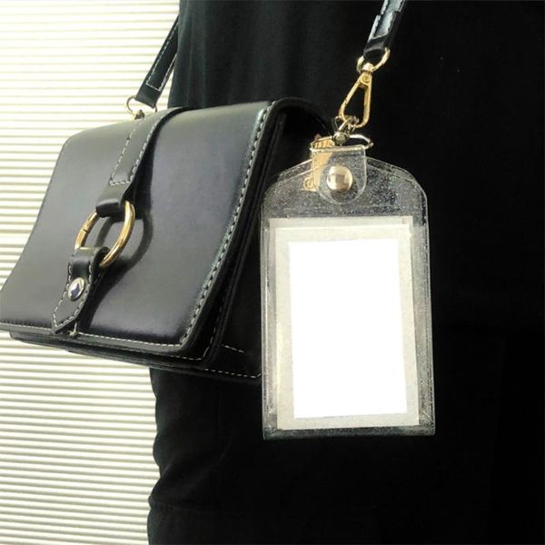 

card holders h8wd portable id badge holder pocket case wallet keychain key ring for women men, Brown;gray