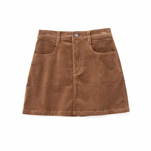 

skirts 8033-21 korean version high waist corduroy a-line short skirt women, Black