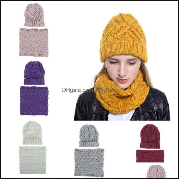 

hats & scarves sets scarf hat glove hats gloves fashion aessories autumn winter womens knit add neck warm 2pcs set beanies cap crochet necke, Blue;gray