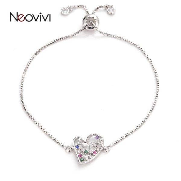 

link, chain neovivi romantic hollow heart i love you letter bracelets for couple jewelry women men handmade cz charm brass adjustable link, Black