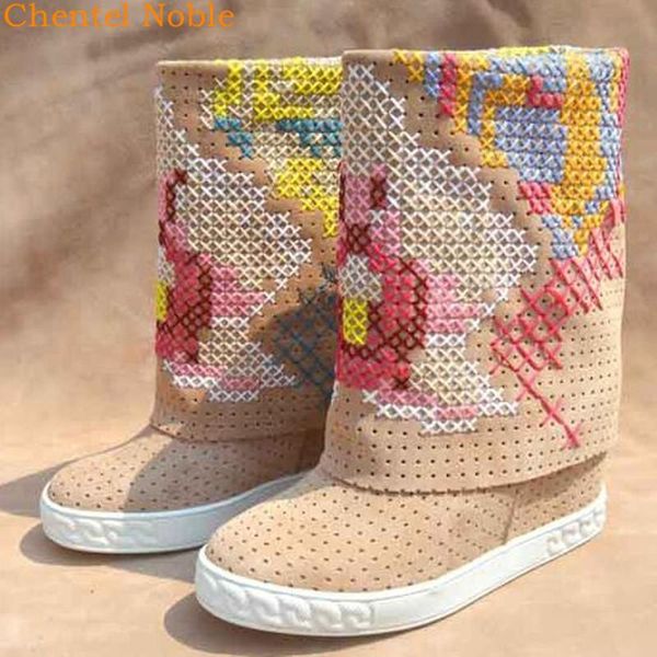 

brand cross stitch ladies designer platform shoes women high heels fashion woman increase within thick 35-41 size dress, Black