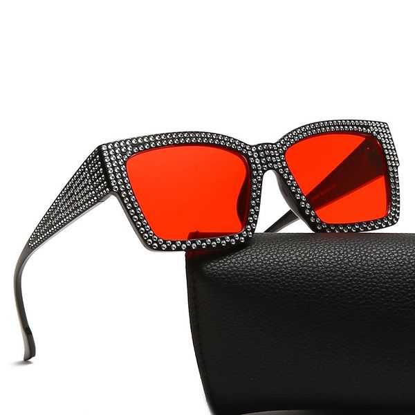 

sunglasses fashion with diamond design women personality square sun glasses shades uv400 eyewear, White;black